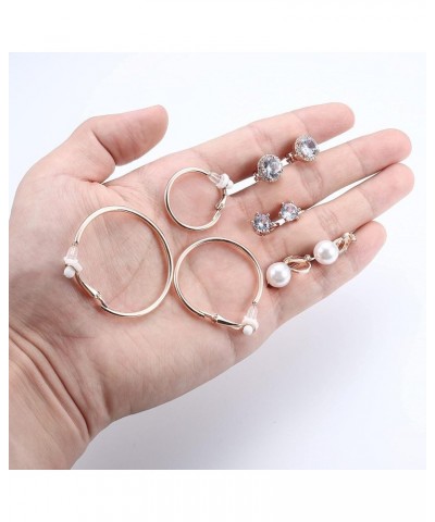 6 Pairs Clip On Earrings for Women Fashion Hoop CZ Pearl Stud Earrings Women Clip On Earrings Set Rose gold Tone $8.66 Earrings