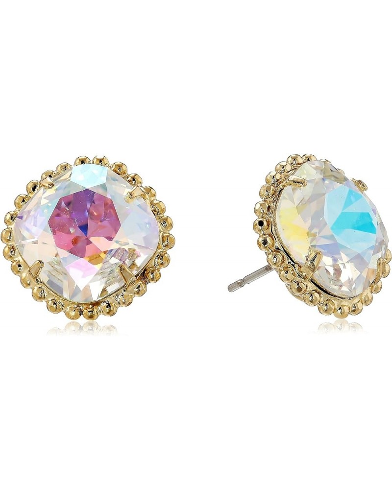 Essentials Cushion-Cut Solitaire Stud Earrings Bright Gold-Tone Legacy Crystal Aurora Borealis $38.16 Earrings