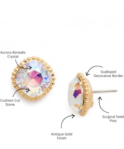 Essentials Cushion-Cut Solitaire Stud Earrings Bright Gold-Tone Legacy Crystal Aurora Borealis $38.16 Earrings