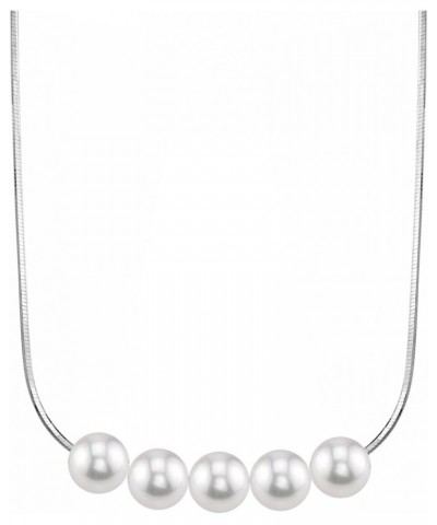 PEARL MOMENTS 7-8mm AAAA Quality Round White Freshwater Cultured Pearl Chain Build-A-Pearl Necklace for Women 5 Pearls $80.96...