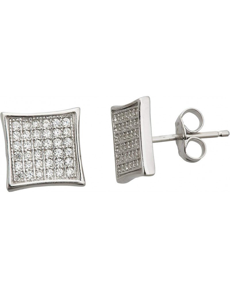 Sterling Silver 6x6 Curved Square Stud $11.99 Earrings