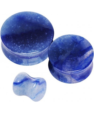 Pair of Natural Blue Adventurine Stone Saddle Plug // Choose Size // 5/8" (16mm) $9.71 Body Jewelry