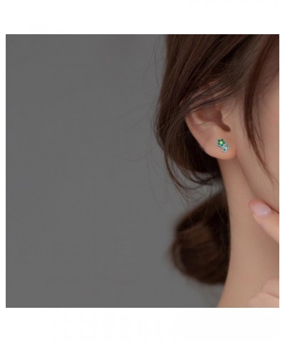 Small Green Flower Cartilage Tragus Post Studs Earring for Women Girls Stainless Steel Tiny Piercing Ear Sleeper Post Stud Ea...