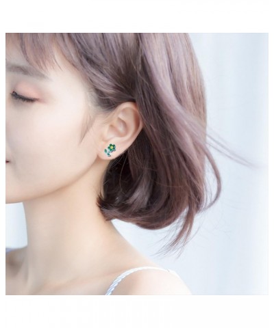 Small Green Flower Cartilage Tragus Post Studs Earring for Women Girls Stainless Steel Tiny Piercing Ear Sleeper Post Stud Ea...