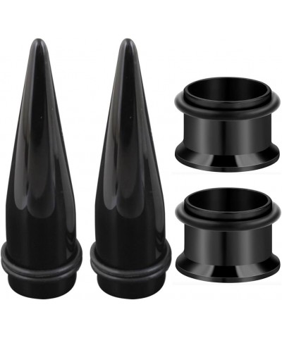 2 Pairs Black Acrylic Tapers and 316L Steel Tunnels Ear Gauging Kit 14G,12G,10G,8G,6G,4G,2G,1G,0G,00G,7/16”,1/2”,9/16”,5/8”,1...