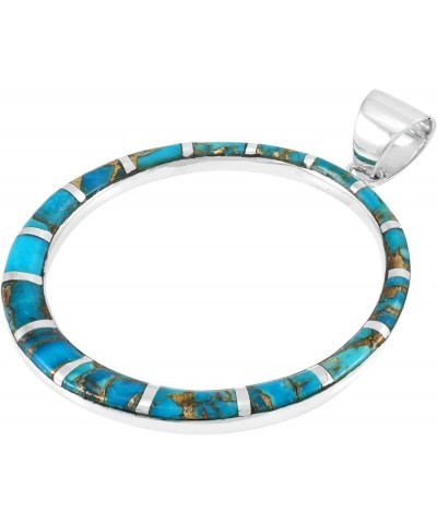 Gemstone Pendant Necklace in 925 Sterling Silver Genuine Turquoise & Gemstones (24" Length) Teal/Matrix $29.44 Necklaces