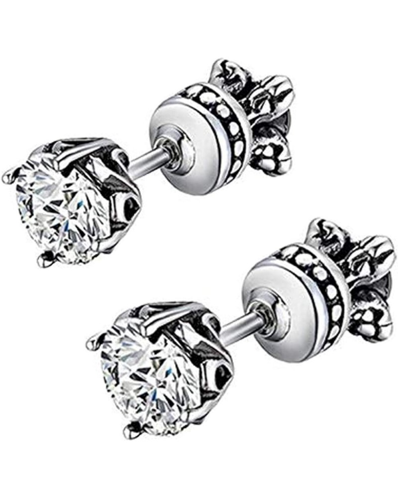 Stainless Steel Ear Stud Piercing Earrings for Men Women CZ Earrings Cubic Zirconia Screwback Earrings White $11.18 Earrings