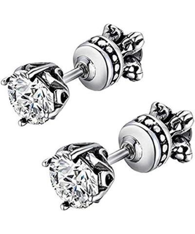 Stainless Steel Ear Stud Piercing Earrings for Men Women CZ Earrings Cubic Zirconia Screwback Earrings White $11.18 Earrings