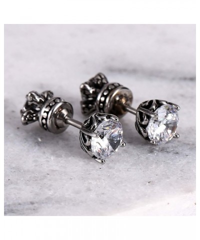 Stainless Steel Ear Stud Piercing Earrings for Men Women CZ Earrings Cubic Zirconia Screwback Earrings White $11.18 Earrings