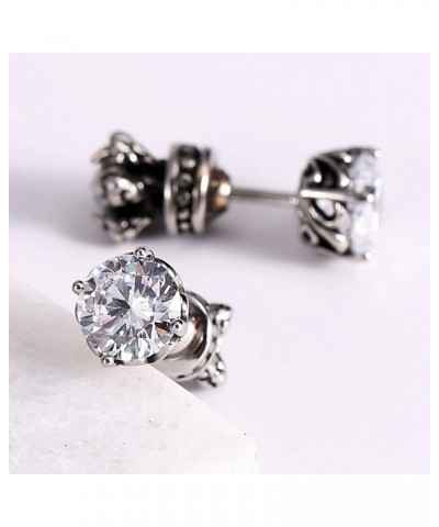 Stainless Steel Ear Stud Piercing Earrings for Men Women CZ Earrings Cubic Zirconia Screwback Earrings White $11.18 Earrings