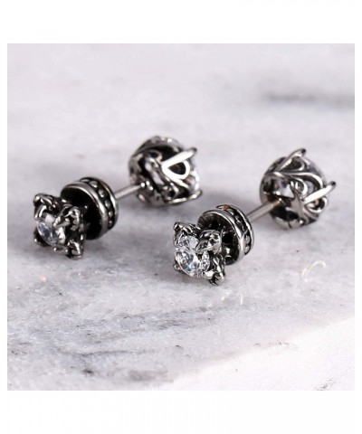 Stainless Steel Ear Stud Piercing Earrings for Men Women CZ Earrings Cubic Zirconia Screwback Earrings White $11.18 Earrings