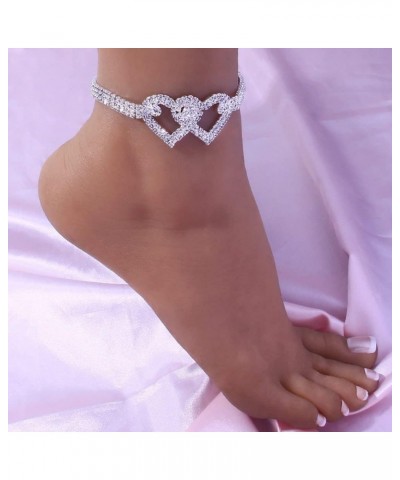 Silver Ankle Bracelets for Women Gold Anklets for Women Waterproof Stainless Steel Link Chain Anklet Tennis Rhinestone Diamon...