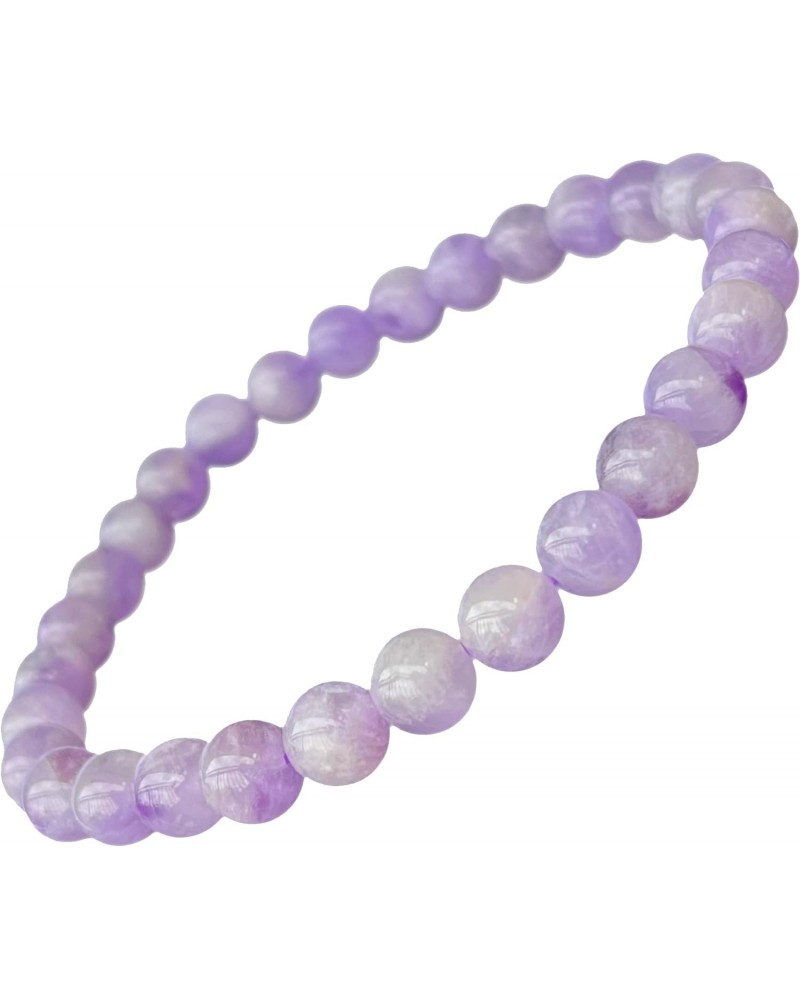 Natural Stone Real Lavender Amethyst Stretch Beaded Bracelet Round Beads 6 mm (0.24") Bracelet Semi Precious Purple Amethyst ...