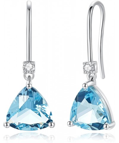 Drop Earrings for Women Sterling Silver Dangle Earrings Dropper Earrings for Women with 18K White Gold Plated Blue $13.74 Ear...