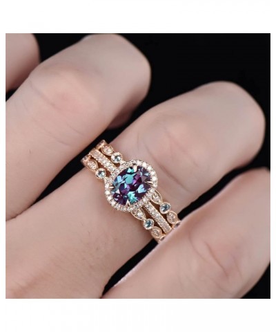 3Pcs Women Heart Shape Rings Inlaid Zircon Amethyst Bridal Wedding Band Set Fashion Exquisite Jewelry for Her (A-A, 9) A-a 7 ...