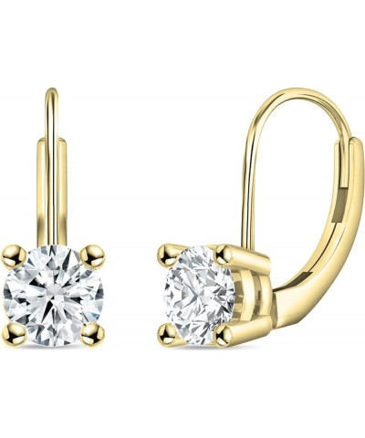 Round Lab Grown White Diamond Solitaire Lever Back Drop Earrings for Women in 14K Solid Gold 1.50 Carat Solid Yellow Gold $29...