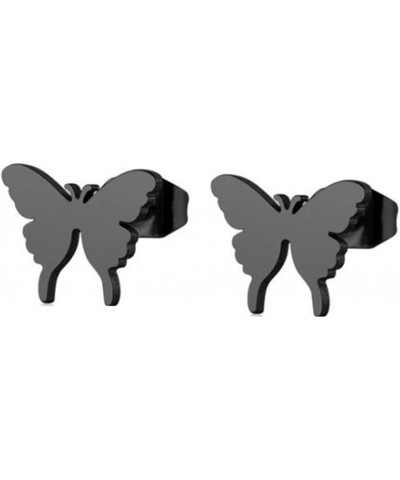 Stailnless Steel Classical Simpel Plain Butterfly Cocktail Party Statement Stud Earrings Black $6.15 Earrings