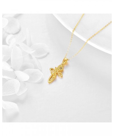 14K Gold Sunflower Pendant Necklace for Women Flower Infinity Necklace Jewelry Gifts for Mother Daughter Girls Gold-Sunflower...