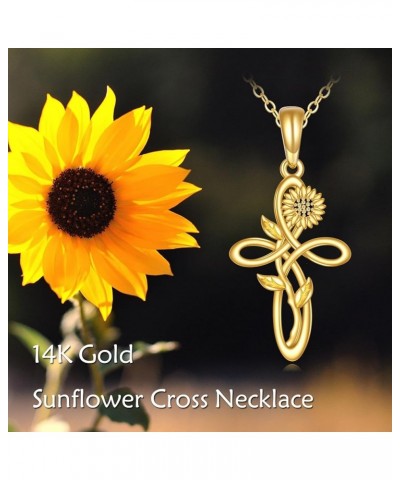 14K Gold Sunflower Pendant Necklace for Women Flower Infinity Necklace Jewelry Gifts for Mother Daughter Girls Gold-Sunflower...