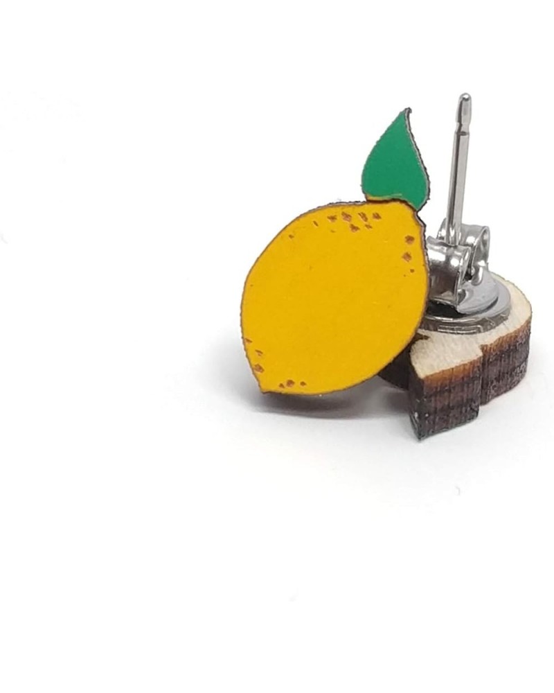 Foodie Lover Fun Foodie Stud Earring, Handpainted Laser Cut Wood Earrings, Handmade in the USA Lemon $8.25 Earrings