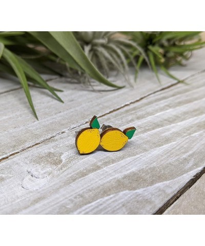 Foodie Lover Fun Foodie Stud Earring, Handpainted Laser Cut Wood Earrings, Handmade in the USA Lemon $8.25 Earrings