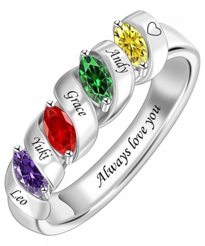 Personalized Mother Ring with 1-6 Kids Name Customized Birthstone Rings Spiral Ring for Women Stacking Rings for Mom Thanksgi...