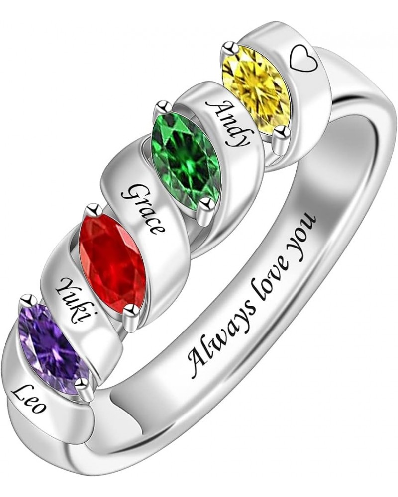 Personalized Mother Ring with 1-6 Kids Name Customized Birthstone Rings Spiral Ring for Women Stacking Rings for Mom Thanksgi...