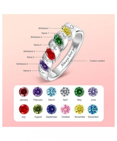 Personalized Mother Ring with 1-6 Kids Name Customized Birthstone Rings Spiral Ring for Women Stacking Rings for Mom Thanksgi...