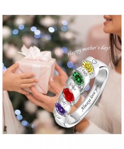 Personalized Mother Ring with 1-6 Kids Name Customized Birthstone Rings Spiral Ring for Women Stacking Rings for Mom Thanksgi...