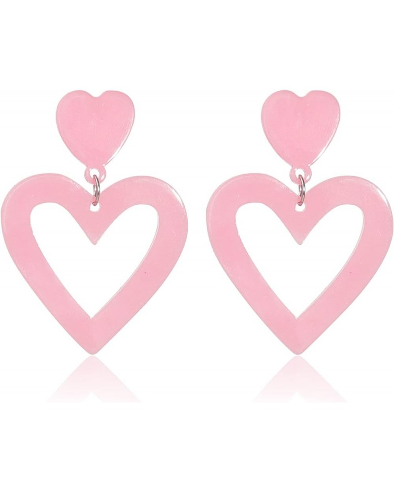 Set Heart Love Couple Colorful Stud Hoop Dangle Earrings 80 90s Retro Earrings Rectangle for Women Girl Jewelry Gifts Geometr...