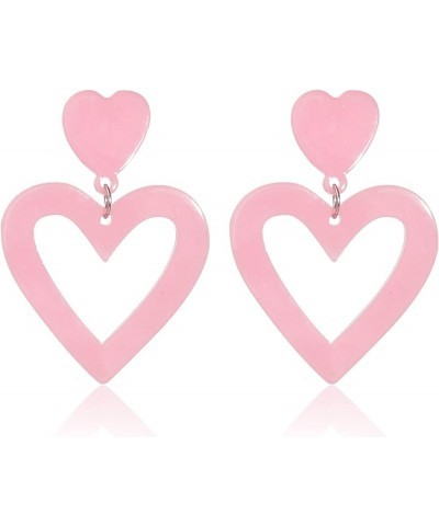 Set Heart Love Couple Colorful Stud Hoop Dangle Earrings 80 90s Retro Earrings Rectangle for Women Girl Jewelry Gifts Geometr...