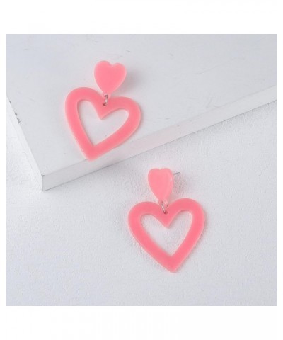 Set Heart Love Couple Colorful Stud Hoop Dangle Earrings 80 90s Retro Earrings Rectangle for Women Girl Jewelry Gifts Geometr...