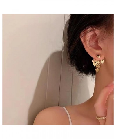 Gold alloy 3D heart stud earrings tassel Dangle Drop Earrings Jewelry for Women Teen Girls Gold $8.00 Earrings