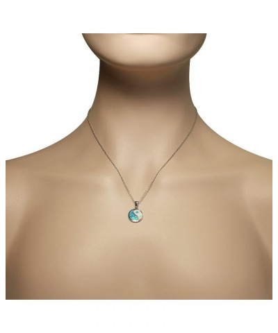 925 Sterling Silver Womens White Blue Turquoise-Tone Simulated Opal Yin and Yang Pendant Necklace $22.94 Necklaces