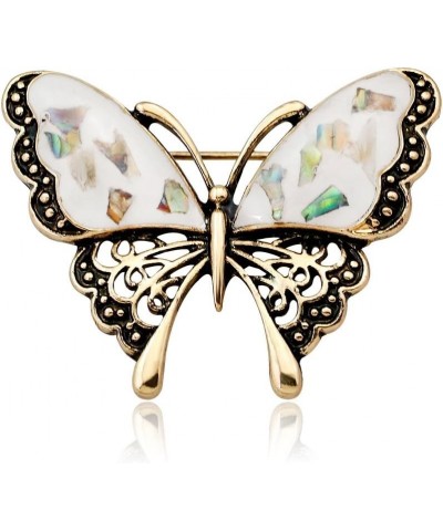 Colorful Enamel Rhinestone Butterfly Brooch Pins for Women White $6.53 Brooches & Pins