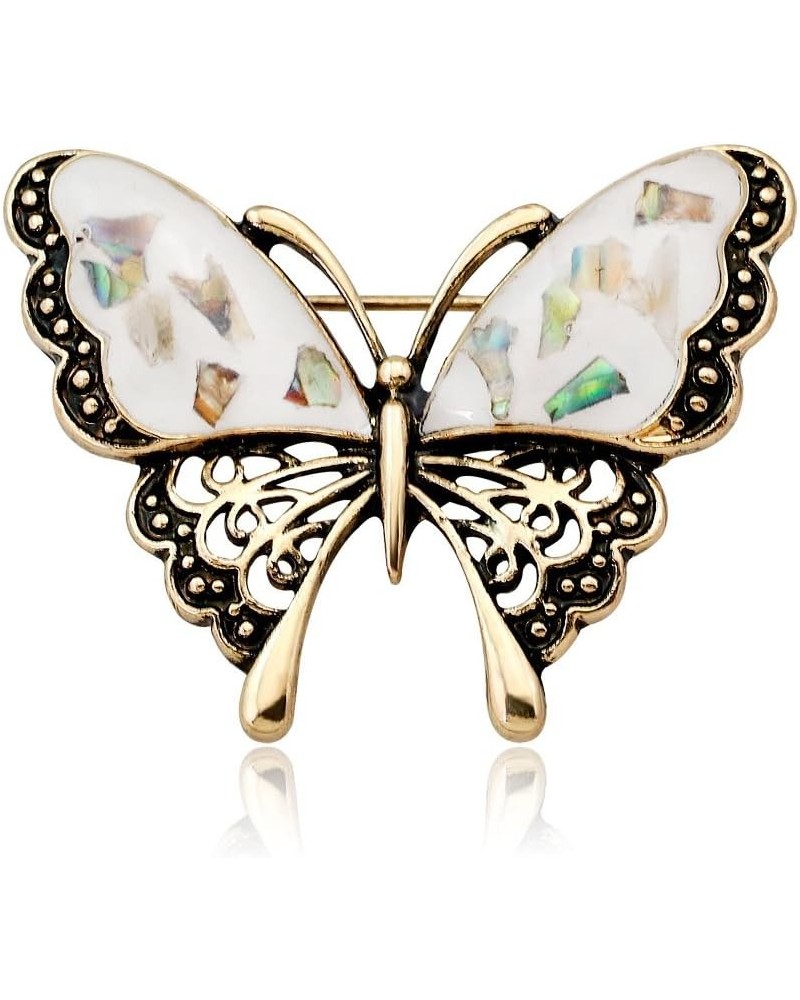 Colorful Enamel Rhinestone Butterfly Brooch Pins for Women White $6.53 Brooches & Pins