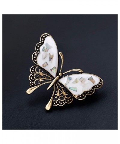 Colorful Enamel Rhinestone Butterfly Brooch Pins for Women White $6.53 Brooches & Pins