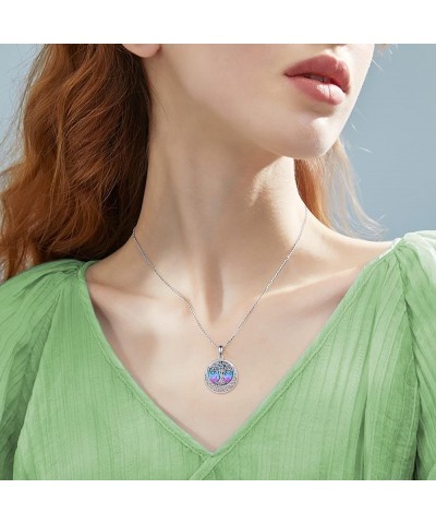 Tree of Life Necklace 925 Sterling Silver Abalone Shell Celtic Knot Pendant Necklace for Women Jewelry Enamel Purple blue $11...