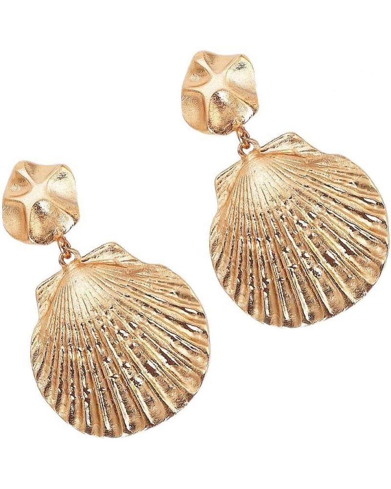 Shell Metal Maxi Drop Earrings Women Beach Spring Statement Earring Wedding Earring Boho Earring gold $11.39 Earrings