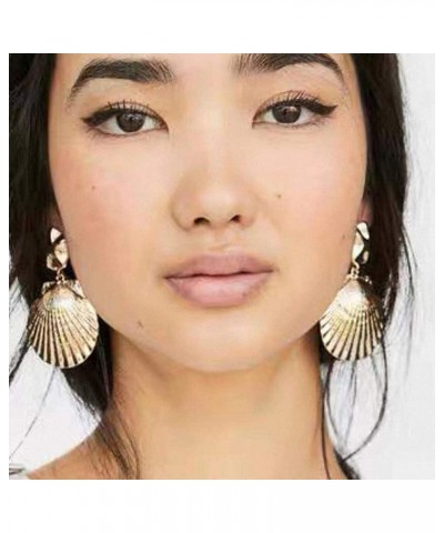 Shell Metal Maxi Drop Earrings Women Beach Spring Statement Earring Wedding Earring Boho Earring gold $11.39 Earrings