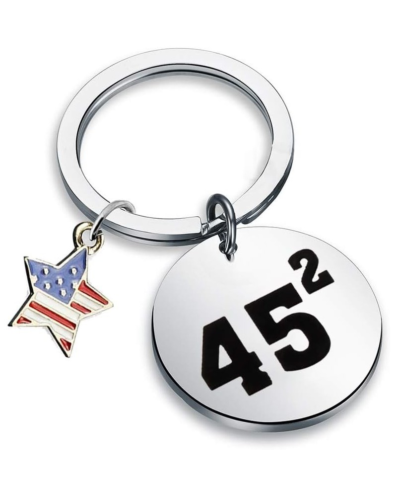 Pro Trump 45 Squared Trump 2020 Keychain Keep America Great Flag 45 Squared Republican Gift 45 Star K $11.15 Bracelets