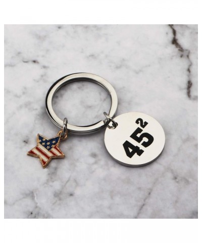 Pro Trump 45 Squared Trump 2020 Keychain Keep America Great Flag 45 Squared Republican Gift 45 Star K $11.15 Bracelets