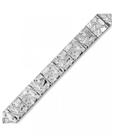 Solid 10k Gold Small Textured Nugget Bracelet White Gold 9.5 Inches $211.47 Bracelets