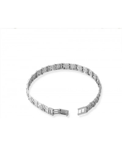 Solid 10k Gold Small Textured Nugget Bracelet White Gold 9.5 Inches $211.47 Bracelets