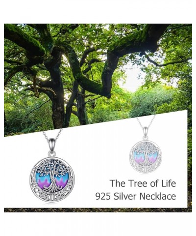 Tree of Life Necklace 925 Sterling Silver Abalone Shell Celtic Knot Pendant Necklace for Women Jewelry Enamel Purple blue $11...