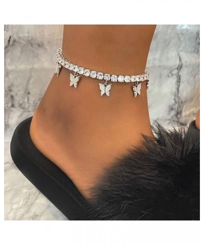 Butterfly Anklet Bracelet Gorgeous Crystal Ankle Chain Sparkly Rhinestone Butterfly Foot Accessories Jewelry for Women and Gi...