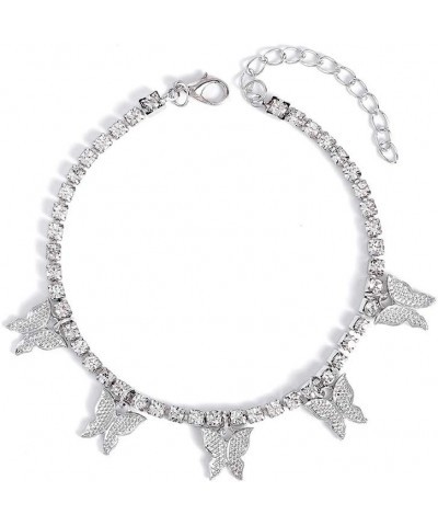 Butterfly Anklet Bracelet Gorgeous Crystal Ankle Chain Sparkly Rhinestone Butterfly Foot Accessories Jewelry for Women and Gi...