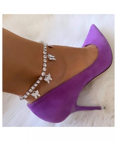 Butterfly Anklet Bracelet Gorgeous Crystal Ankle Chain Sparkly Rhinestone Butterfly Foot Accessories Jewelry for Women and Gi...