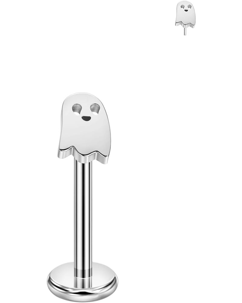 Ghost Labret Studs Threadless Push Pin Earrings 316L Surgical Steel Piercing Jewelry 20g to 16g 18g 8mm Post $8.54 Body Jewelry