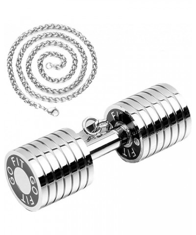 Men's Stainless Steel Pendant Necklace for Men Women with 23.6" Chain Jewelry Gifts for Boys Girls Waterproof Dumbbell $10.82...